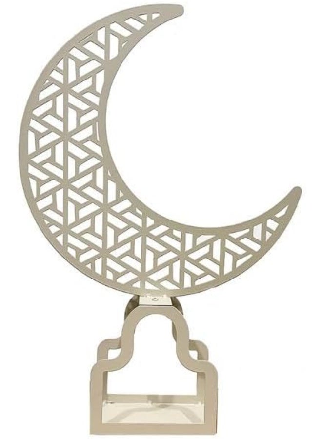 Mado Gallery  Crescent Moon Metal Islamic Decor – Ivory Elegant Ramadan & Eid Mubarak Table Decoration for Home, Office, Mosque & Majlis - Image 1